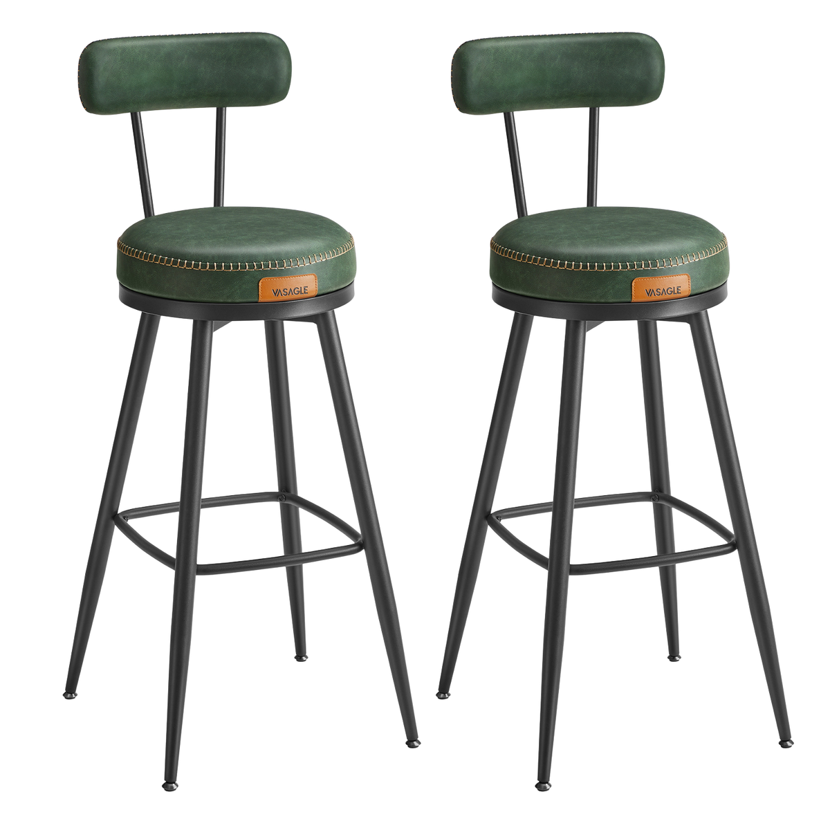 Ensemble – 2 chaises de bar vintages au style bistrot revisité – Ferro